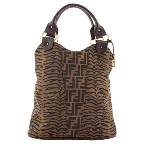 fendi zucchino shopping fabric tote black|More.